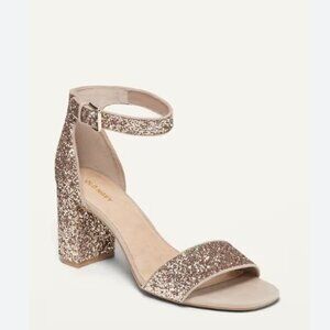 Old Navy, Glitter / Rose Gold block heel, peep toe heel / sandel, size 8.5!